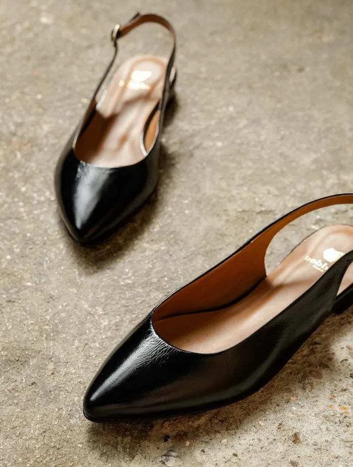Women Ballet Flats Bobbies Paige Black Vinyl Women Ballet Flats Bobbies Paige Black Vinyl