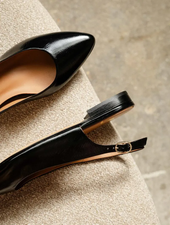 Women Ballet Flats Bobbies Paige Black Vinyl Women Ballet Flats Bobbies Paige Black Vinyl