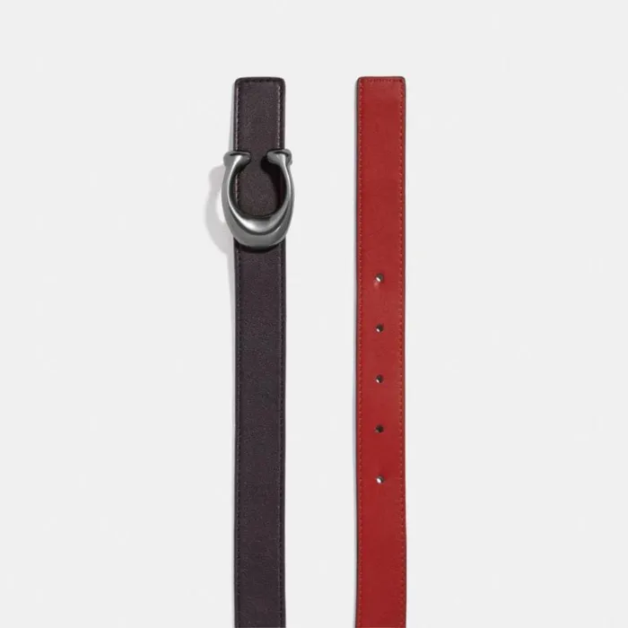 Women Belts Coach C Hardware Reversible Belt 25 Mm Nickelblack 1941 Red