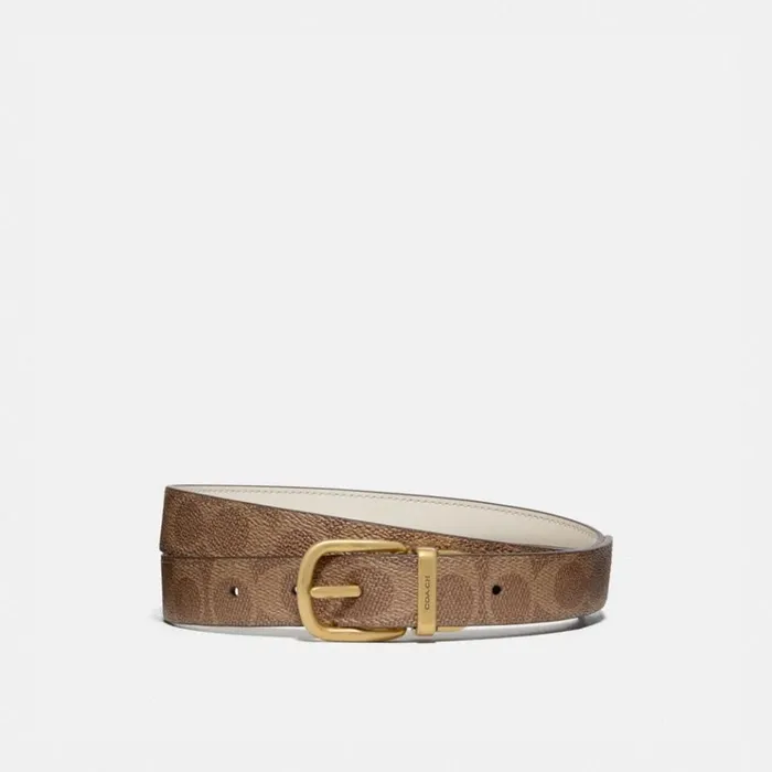 Women Belts Coach Harness Buckle Reversible Belt 25 Mm Brasschalk Tan
