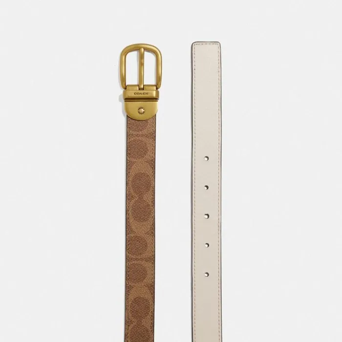 Women Belts Coach Harness Buckle Reversible Belt 25 Mm Brasschalk Tan