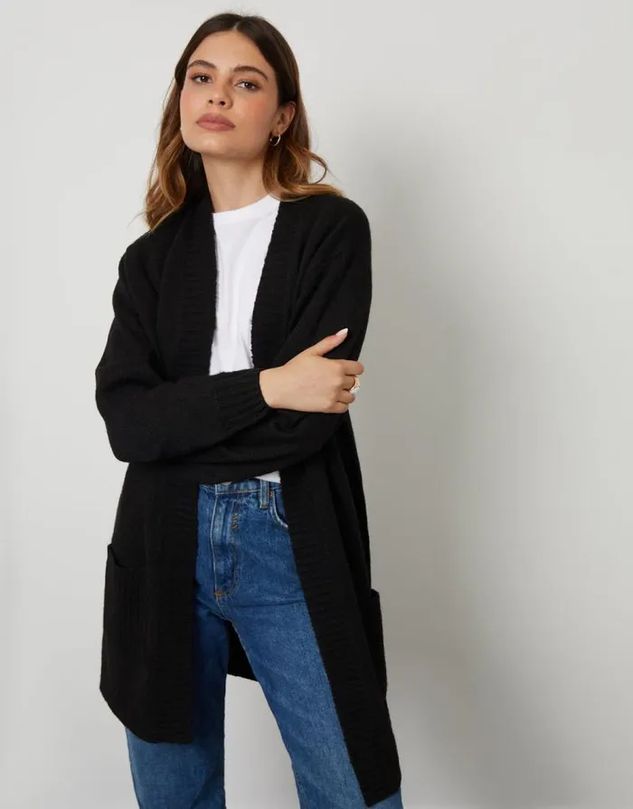 Women Black Longline Knitted Open Cardigan Threadbare Cardigans Women Black Longline Knitted Open Cardigan Threadbare Cardigans