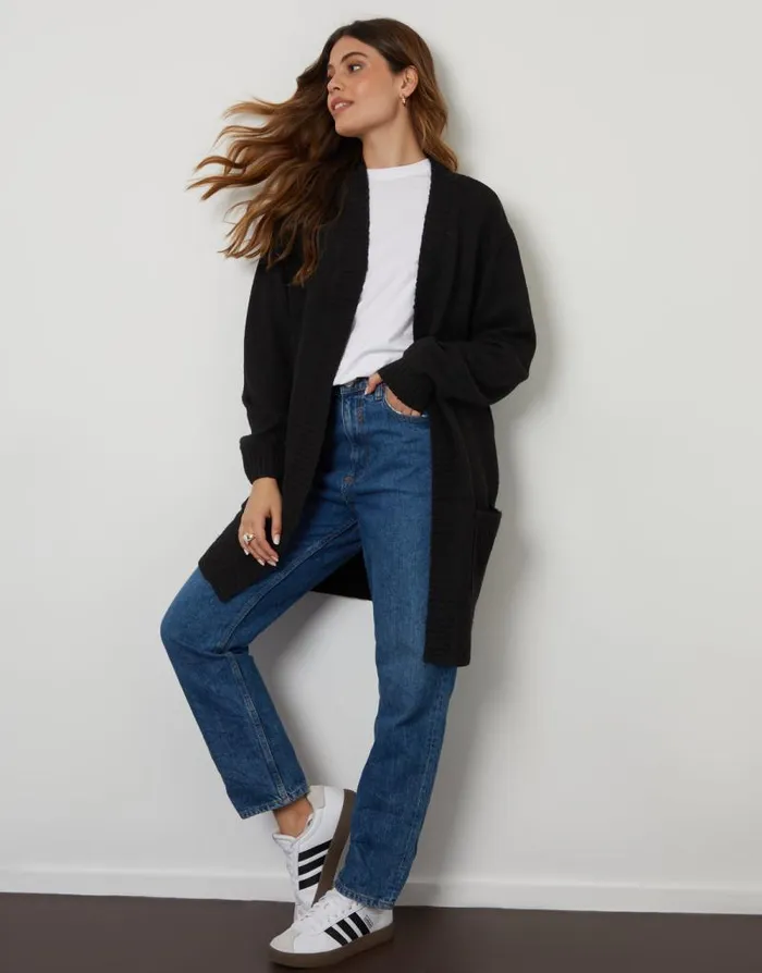 Women Black Longline Knitted Open Cardigan Threadbare Cardigans Women Black Longline Knitted Open Cardigan Threadbare Cardigans
