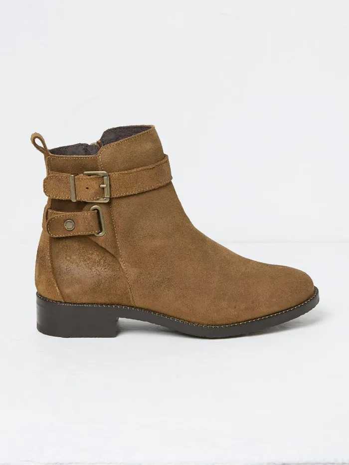Women Boots Fat Face Avery Tan Brown Buckle Boots