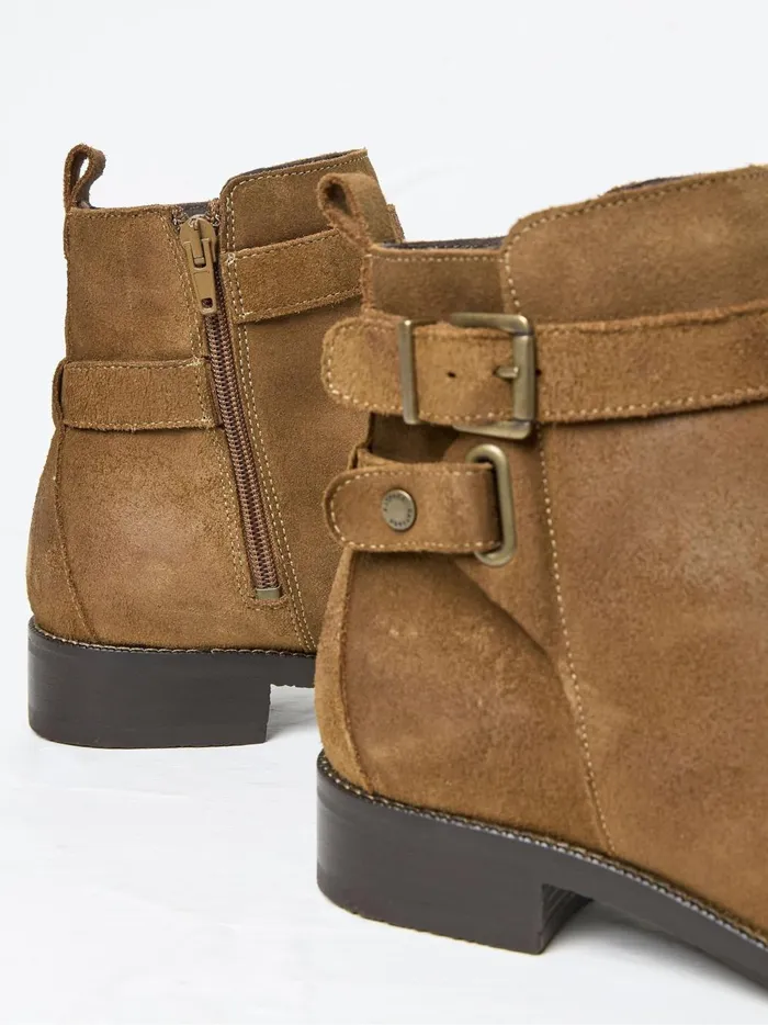 Women Boots Fat Face Avery Tan Brown Buckle Boots
