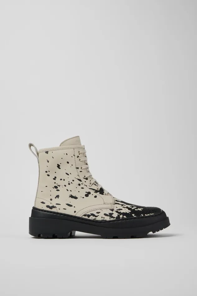 Women Brutus Trek MICHELIN White And Black Leather Boots Camper Boots