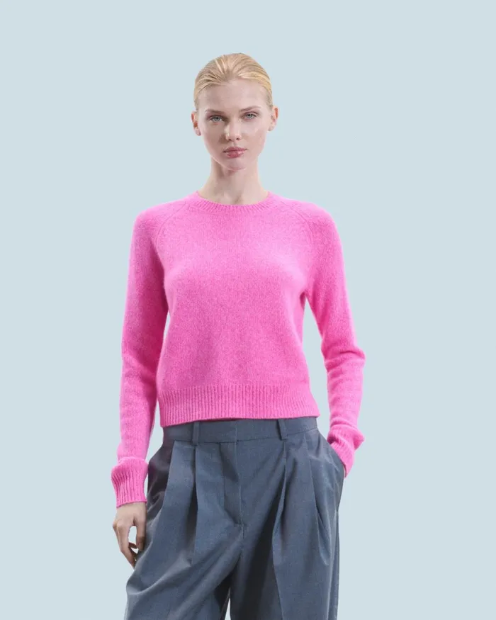 Women Cashmere Sweaters From Future Crewneck Raglan Sweater Bright Pink Mou