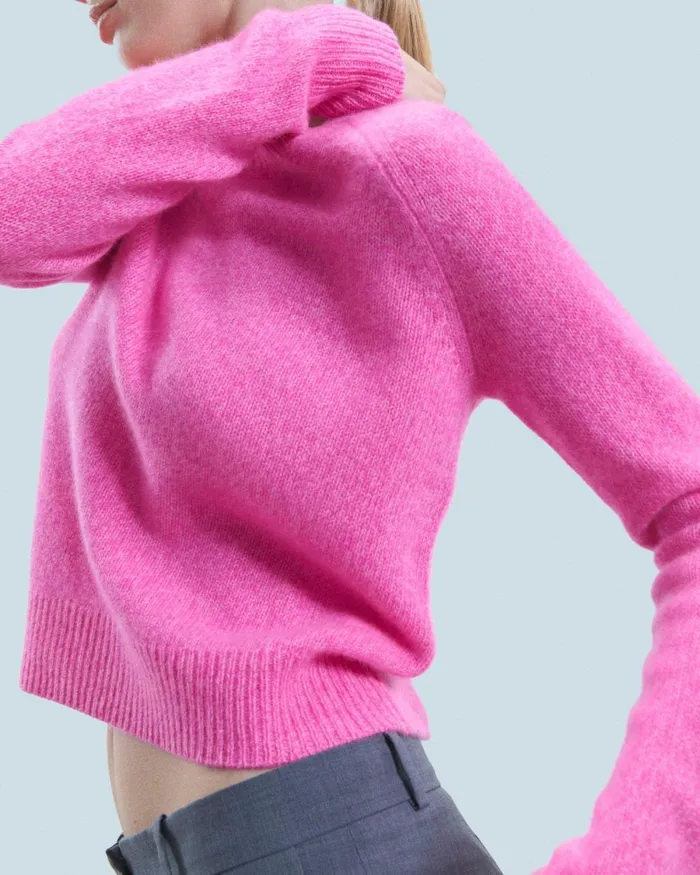 Women Cashmere Sweaters From Future Crewneck Raglan Sweater Bright Pink Mou