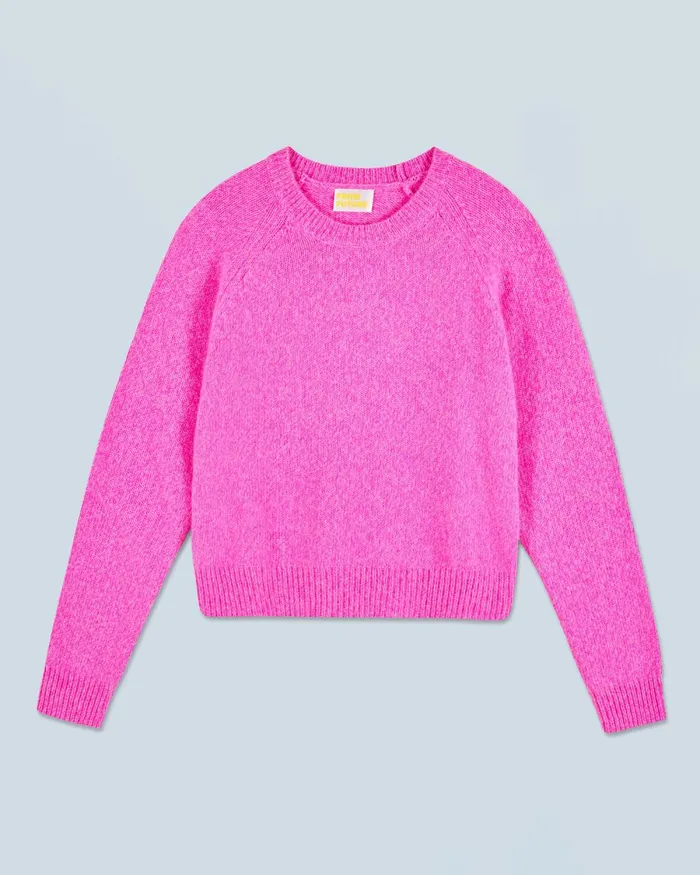 Women Cashmere Sweaters From Future Crewneck Raglan Sweater Bright Pink Mou
