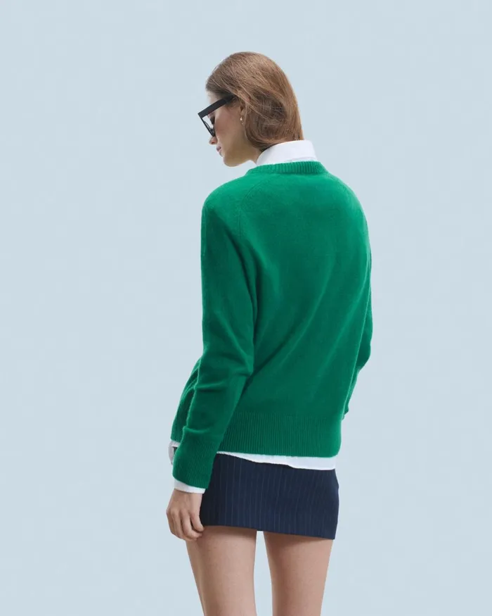 Women Cashmere Sweaters From Future Lightweight Oversized Crewneck Sweater Forest Green
