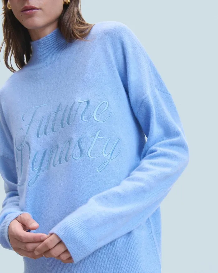 Women Cashmere Sweaters From Future Mock Neck Sweater Fairy Blue