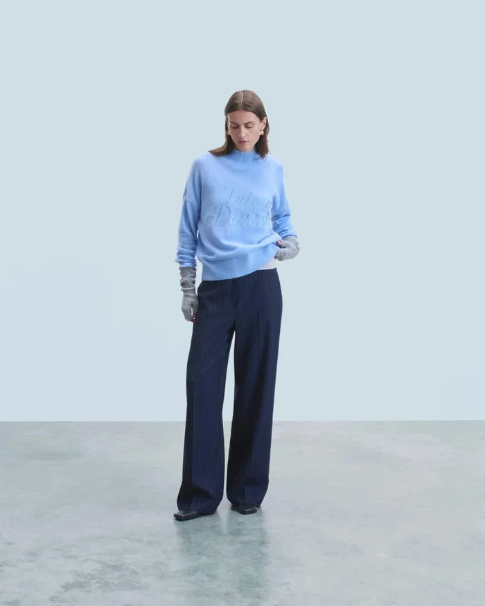 Women Cashmere Sweaters From Future Mock Neck Sweater Fairy Blue