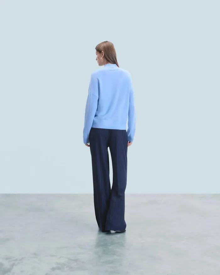 Women Cashmere Sweaters From Future Mock Neck Sweater Fairy Blue