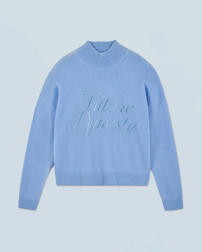 Women Cashmere Sweaters From Future Mock Neck Sweater Fairy Blue