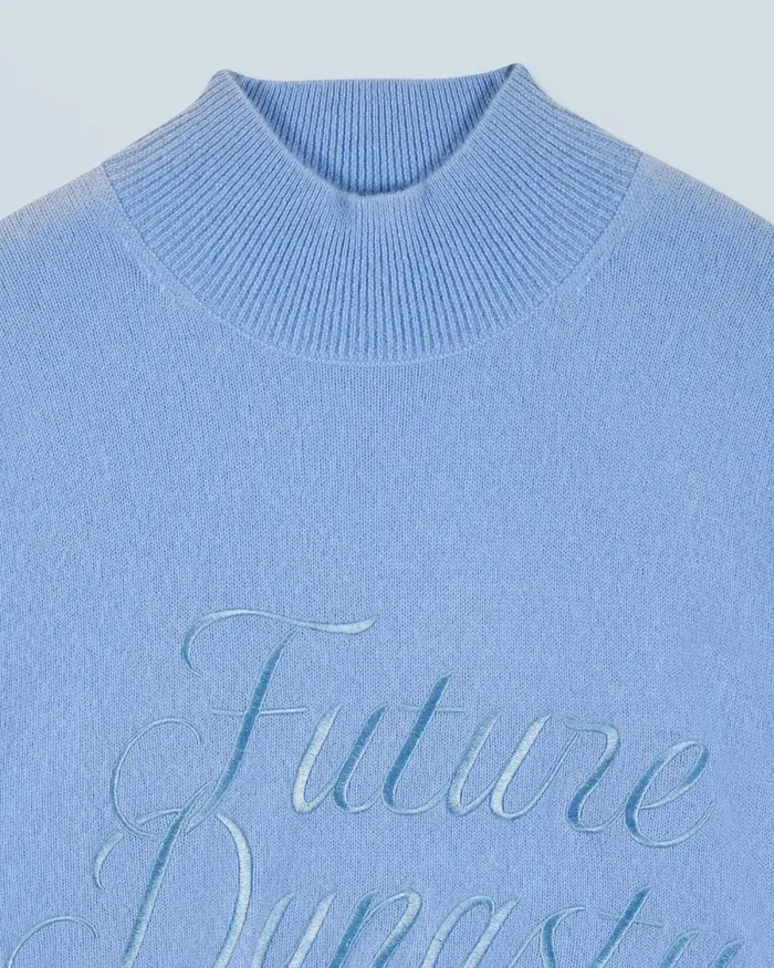 Women Cashmere Sweaters From Future Mock Neck Sweater Fairy Blue