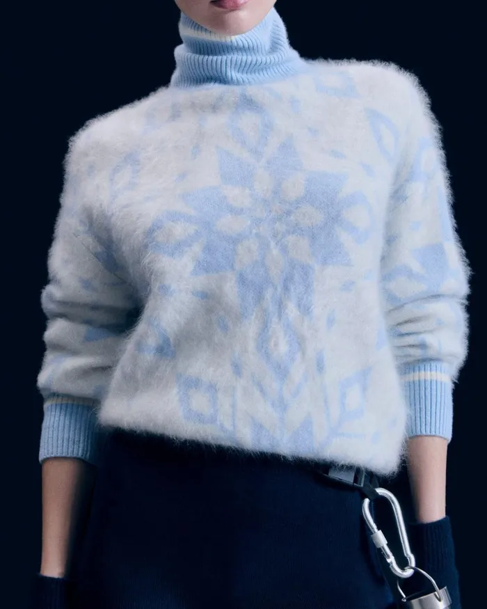 Women Cashmere Sweaters From Future Snowflake Turtleneck Sweater Baby Blue