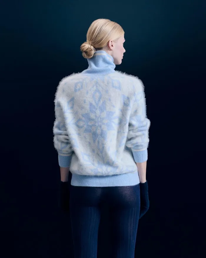 Women Cashmere Sweaters From Future Snowflake Turtleneck Sweater Baby Blue