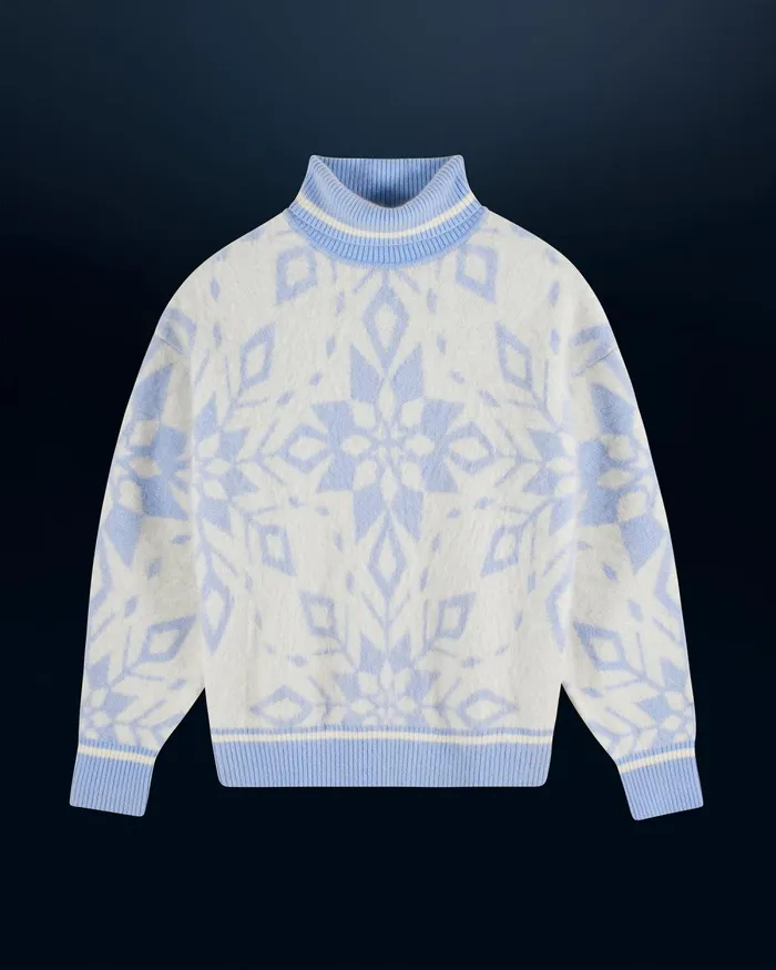 Women Cashmere Sweaters From Future Snowflake Turtleneck Sweater Baby Blue