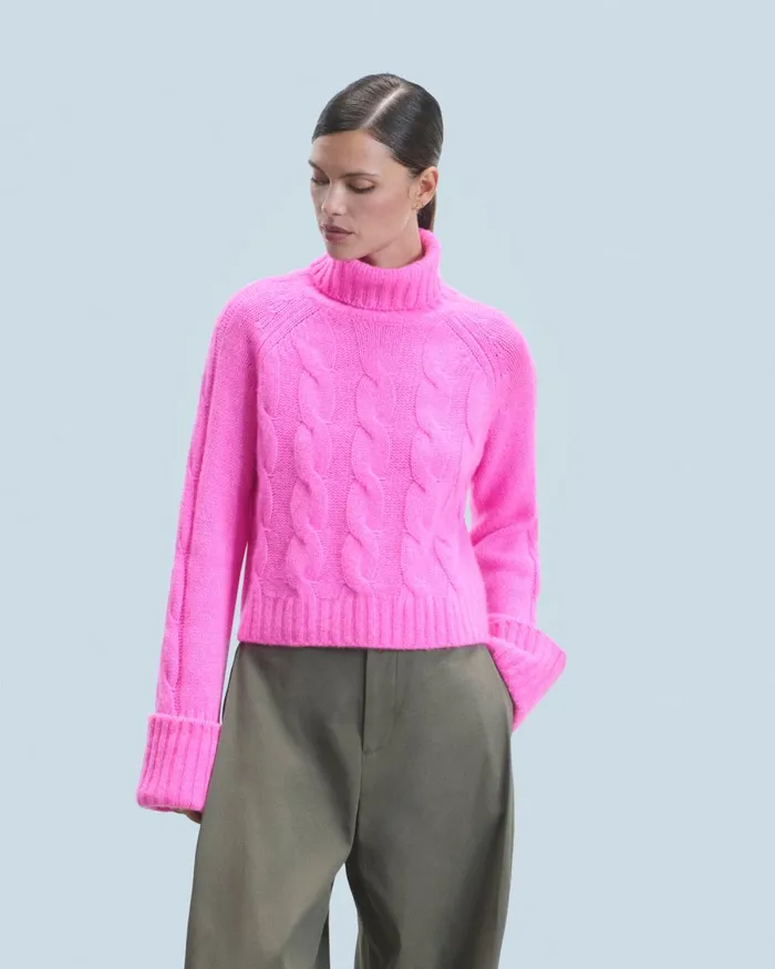 Women Cashmere Sweaters From Future Turtleneck Sweater Pink