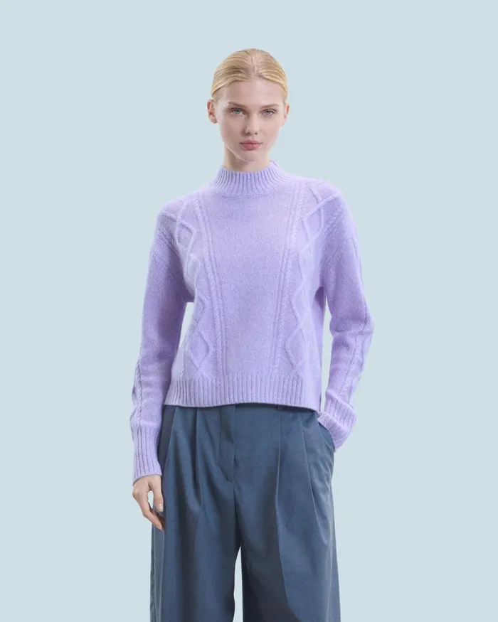 Women Cashmere Sweaters From Future Twisted Mock Neck Sweater Lilac
