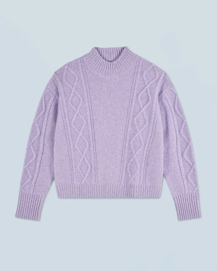 Women Cashmere Sweaters From Future Twisted Mock Neck Sweater Lilac
