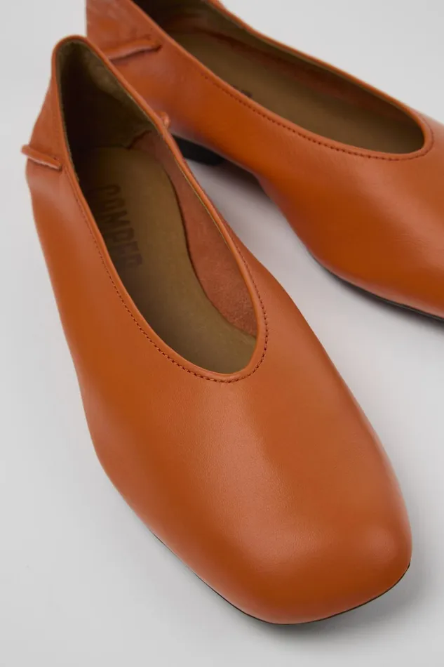 Women Casi Myra Orange Leather Ballerinas Camper Ballerinas