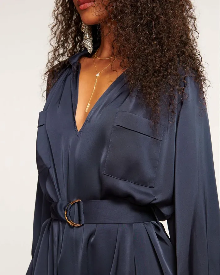 Women Cecilia Belted Midi Dress Navy Ramy Brook Dresses Women Cecilia Belted Midi Dress Navy Ramy Brook Dresses