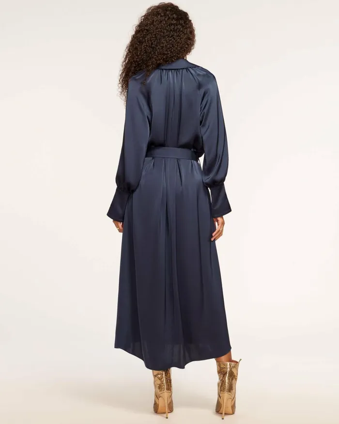 Women Cecilia Belted Midi Dress Navy Ramy Brook Dresses Women Cecilia Belted Midi Dress Navy Ramy Brook Dresses
