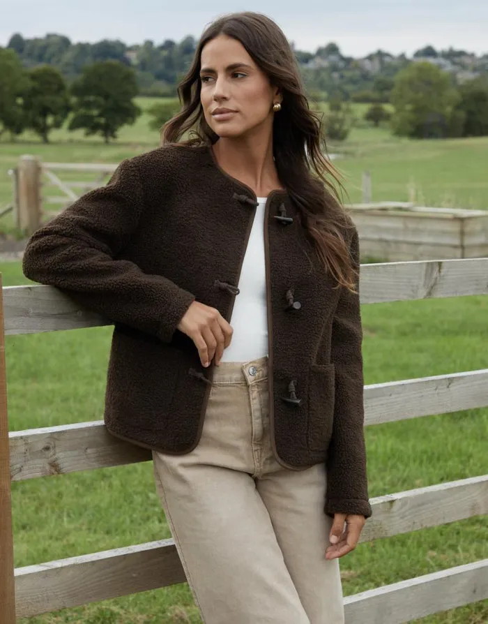 Women Chocolate Fleece Borg Toggle Jacket Threadbare Jackets Women Chocolate Fleece Borg Toggle Jacket Threadbare Jackets