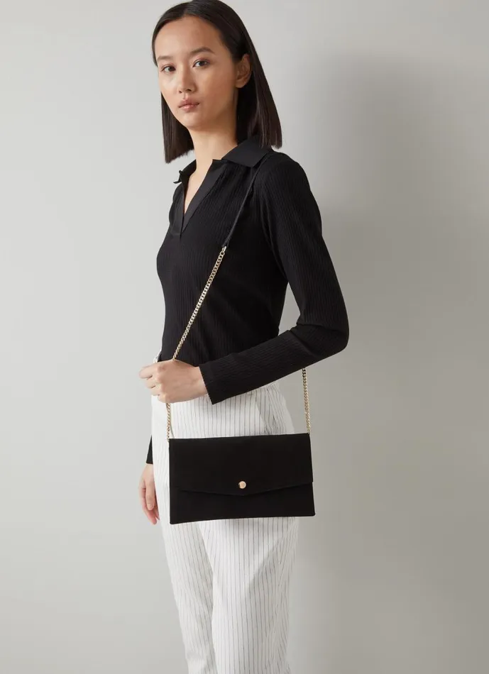 Women Clutch Bags LKBennett Layla Black Suede Envelope Clutch Women Clutch Bags LKBennett Layla Black Suede Envelope Clutch