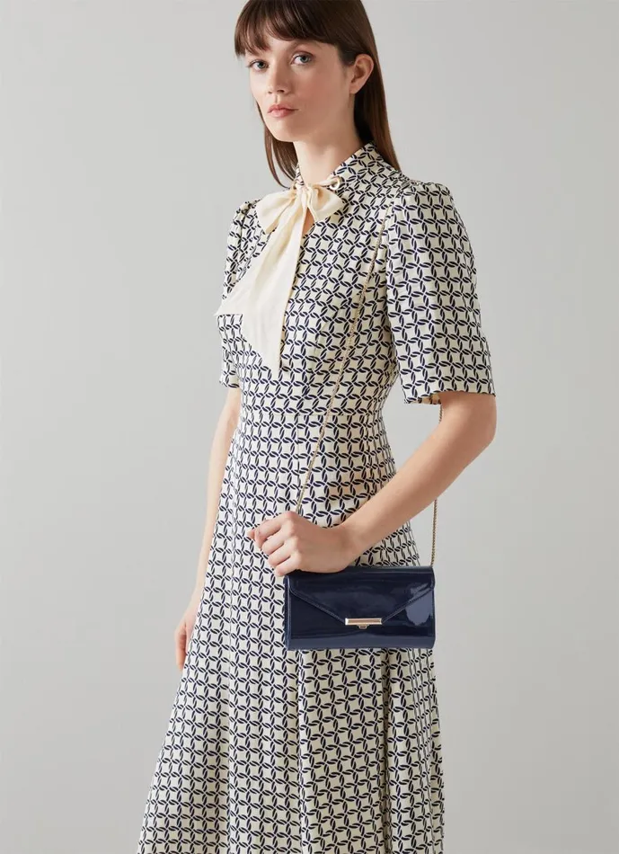 Women Clutch Bags LKBennett Lucy Navy Patent Leather Clutch Bag Women Clutch Bags LKBennett Lucy Navy Patent Leather Clutch Bag