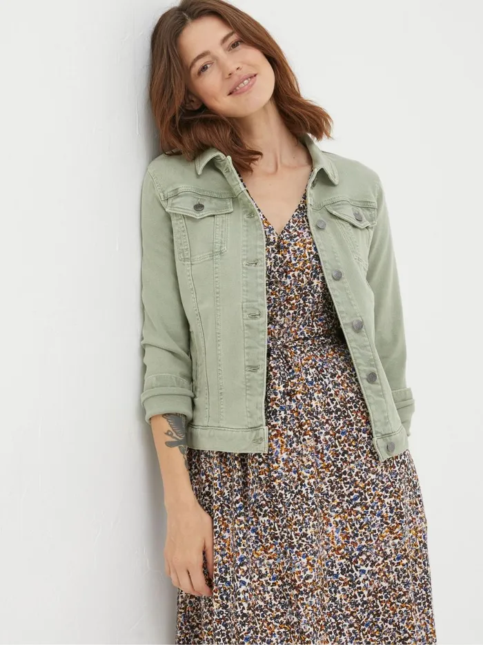 Women Coats and Jackets Fat Face Tasha Light Green Denim Jacket