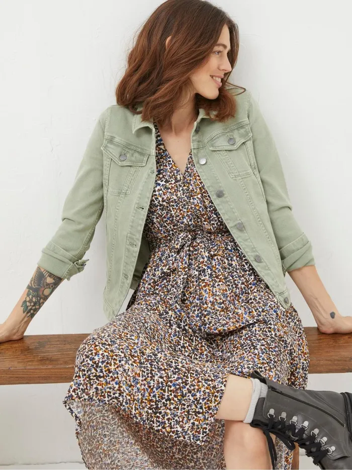 Women Coats and Jackets Fat Face Tasha Light Green Denim Jacket Women Coats and Jackets Fat Face Tasha Light Green Denim Jacket