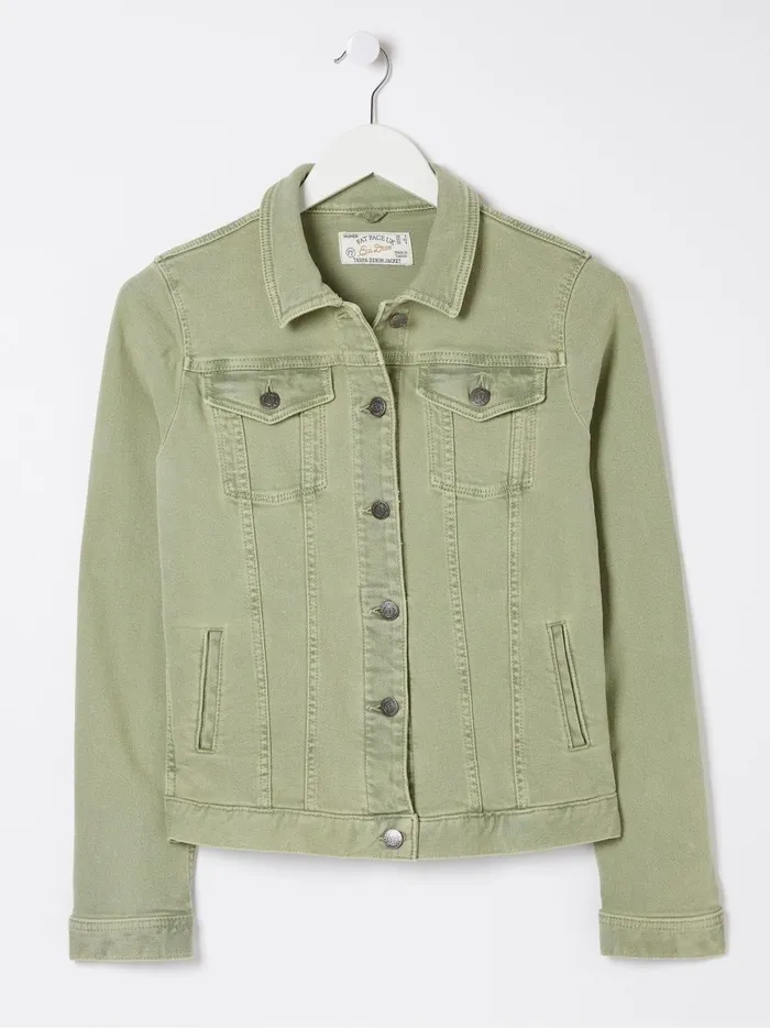 Women Coats and Jackets Fat Face Tasha Light Green Denim Jacket Women Coats and Jackets Fat Face Tasha Light Green Denim Jacket