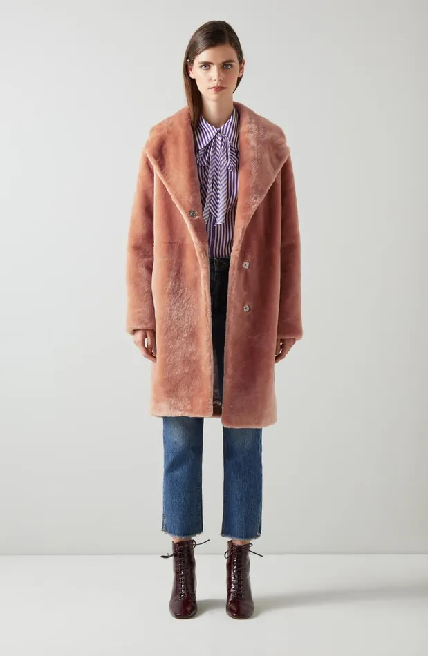 Women Coats and Jackets LKBennett Armelia Apricot Shearling Coat Apricot Women Coats and Jackets LKBennett Armelia Apricot Shearling Coat Apricot