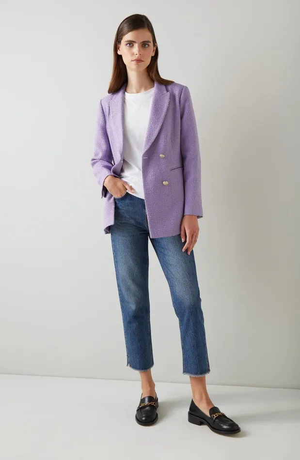 Women Coats and Jackets LKBennett Mariner Lilac Italian Tweed DoubleBreasted Jacket Lilac Women Coats and Jackets LKBennett Mariner Lilac Italian Tweed DoubleBreasted Jacket Lilac
