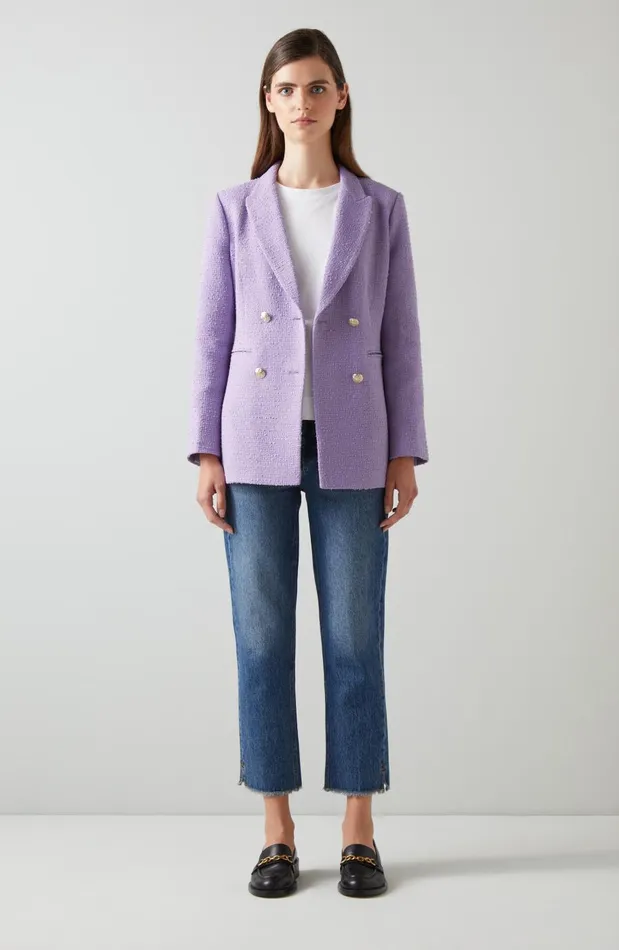 Women Coats and Jackets LKBennett Mariner Lilac Italian Tweed DoubleBreasted Jacket Lilac Women Coats and Jackets LKBennett Mariner Lilac Italian Tweed DoubleBreasted Jacket Lilac