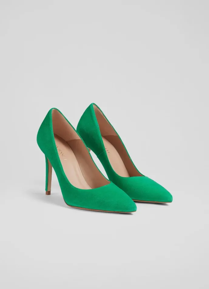 Women Court Shoes LKBennett Fern Green Suede Pointed Toe Courts Eden Green Women Court Shoes LKBennett Fern Green Suede Pointed Toe Courts Eden Green