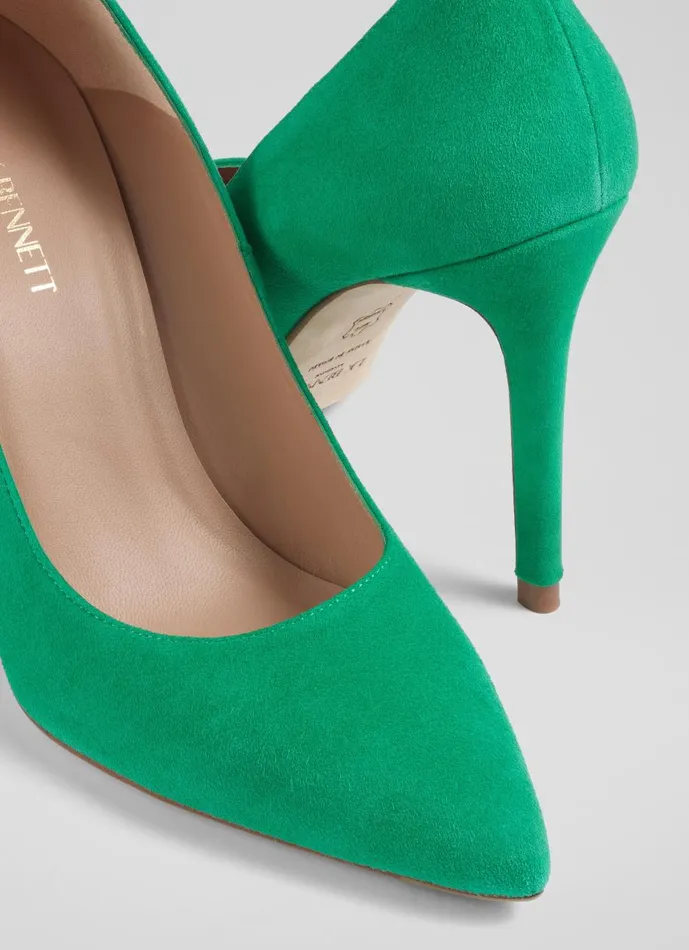 Women Court Shoes LKBennett Fern Green Suede Pointed Toe Courts Eden Green Women Court Shoes LKBennett Fern Green Suede Pointed Toe Courts Eden Green