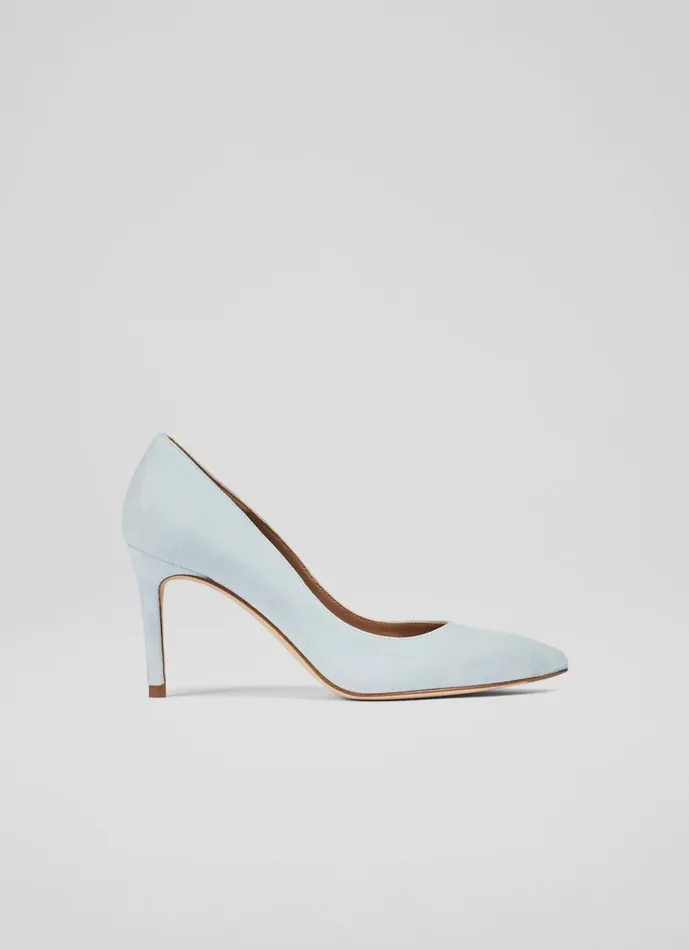Women Court Shoes LKBennett Floret Sea Green Suede Pointed Toe Courts Green
