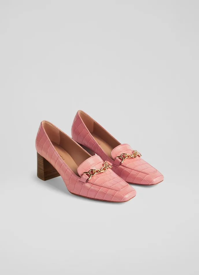Women Court Shoes LKBennett Johanna Peach CrocEffect Leather Snaffle Detail Courts Peach Women Court Shoes LKBennett Johanna Peach CrocEffect Leather Snaffle Detail Courts Peach