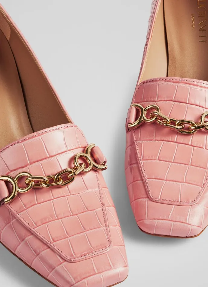 Women Court Shoes LKBennett Johanna Peach CrocEffect Leather Snaffle Detail Courts Peach Women Court Shoes LKBennett Johanna Peach CrocEffect Leather Snaffle Detail Courts Peach