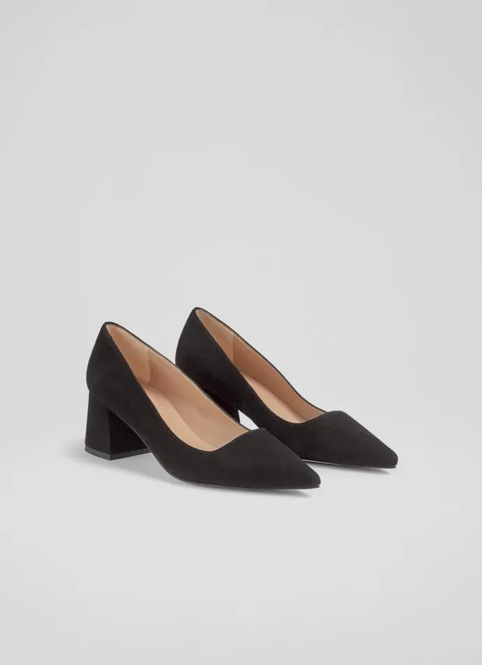 Women Court Shoes LKBennett Sloane Black Suede Block Heel Courts Black Women Court Shoes LKBennett Sloane Black Suede Block Heel Courts Black