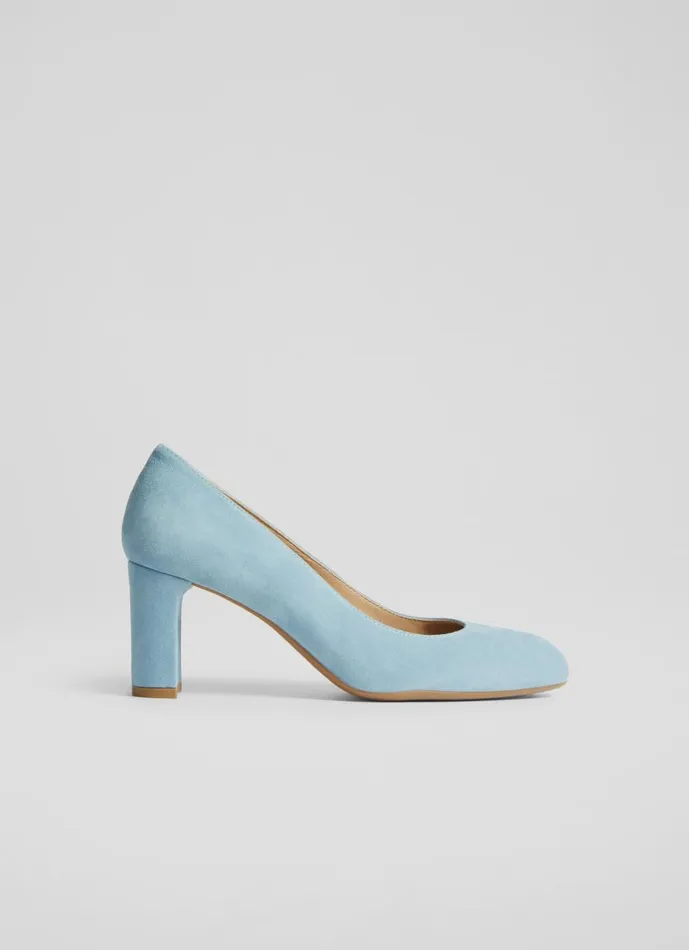 Women Court Shoes LKBennett Winola Light Blue Suede Round Toe Courts Aqua