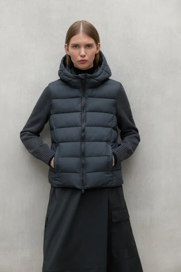 Women Dark Grey Denali Knitted Jacket Ecoalf Coats And Jackets