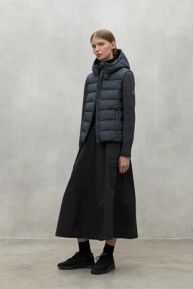 Women Dark Grey Denali Knitted Jacket Ecoalf Coats And Jackets
