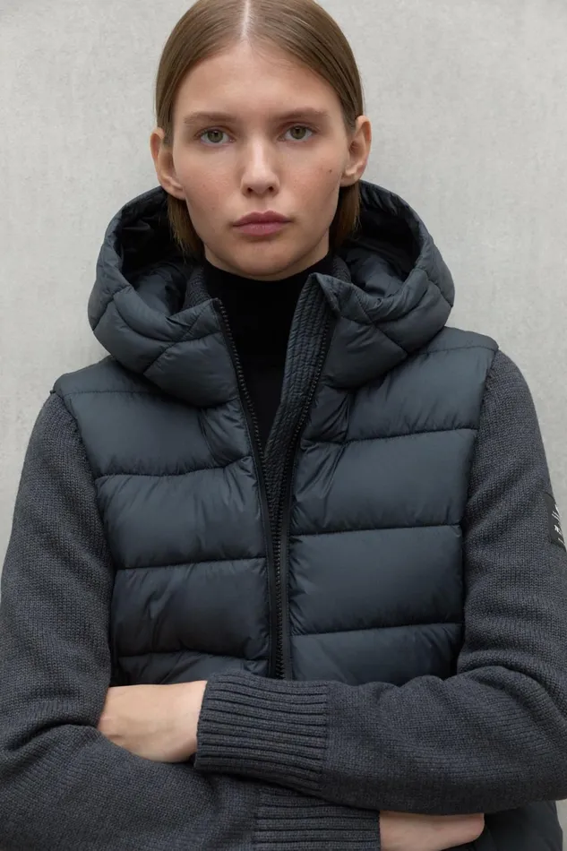 Women Dark Grey Denali Knitted Jacket Ecoalf Coats And Jackets