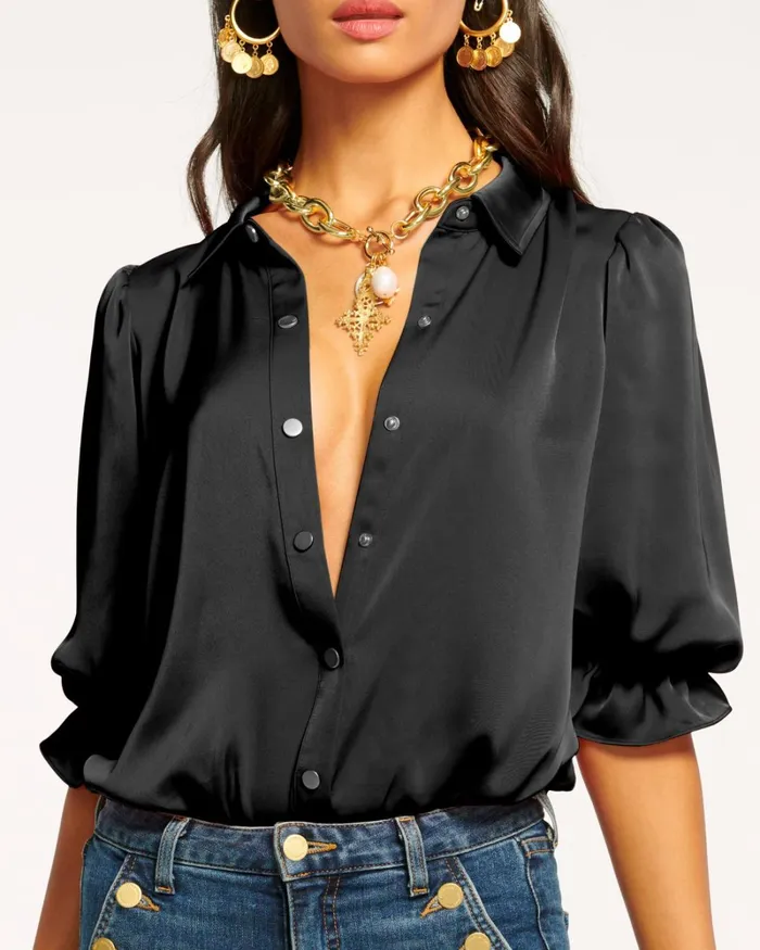 Women Dina Button Down Bodysuit Navy Ramy Brook Tops Women Dina Button Down Bodysuit Navy Ramy Brook Tops