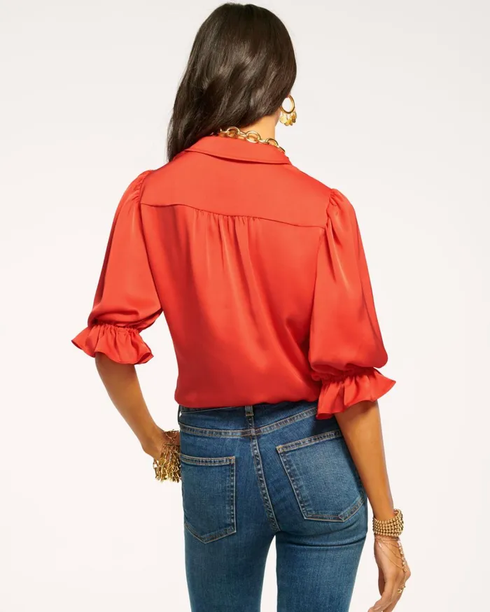 Women Dina Button Down Bodysuit Soiree Red Ramy Brook Tops Women Dina Button Down Bodysuit Soiree Red Ramy Brook Tops