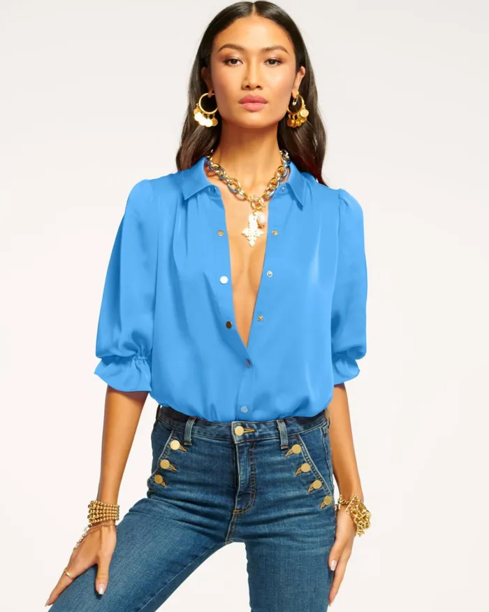 Women Dina Button Down Bodysuit Soiree Red Ramy Brook Tops Women Dina Button Down Bodysuit Soiree Red Ramy Brook Tops